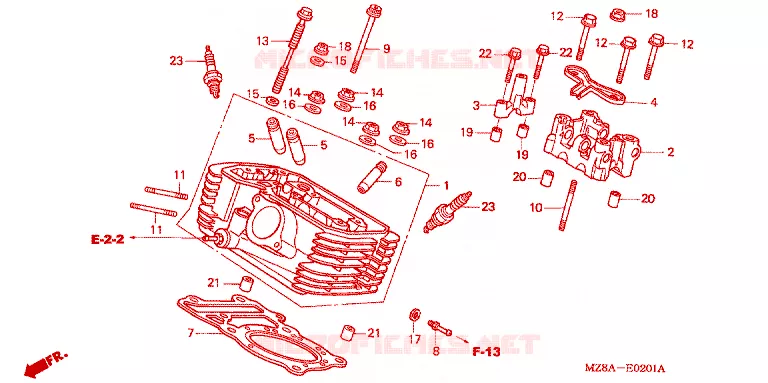 CULASSE DE CYLINDRE ARRIERE Honda MOTO 600 SHADOW 2003  VT600CD3
