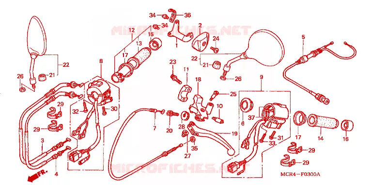COMMODO - LEVIER - CABLE Honda MOTO 750 SHADOW 2002  VT750DC2_A