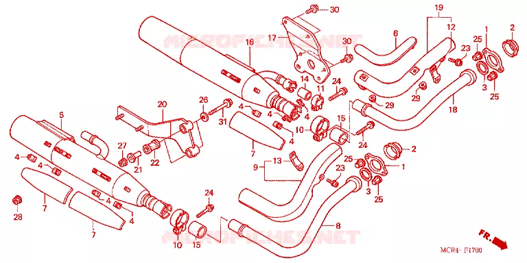 SILENCIEUX D'ECHAPPEMENT Honda MOTO 750 SHADOW 2003  VT750DCB3