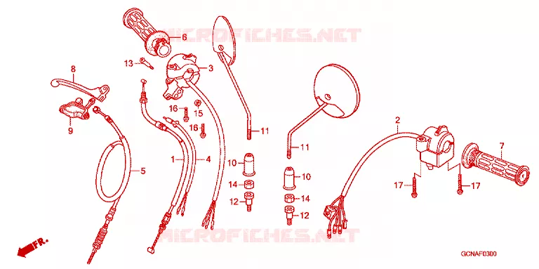 CABLES - COMMODOS - LEVIERS - POIGNEES Honda SCOOTER 50 C50 2017  C50LG