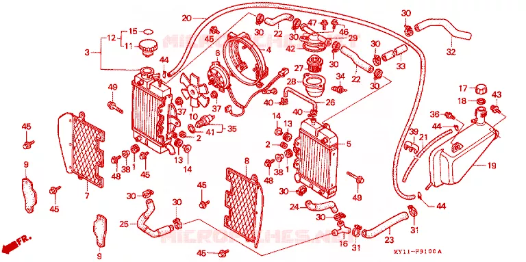 ENSEMBLE RADIATEUR Honda MOTO 750 AFRICA-TWIN 2000  XRV750Y_II