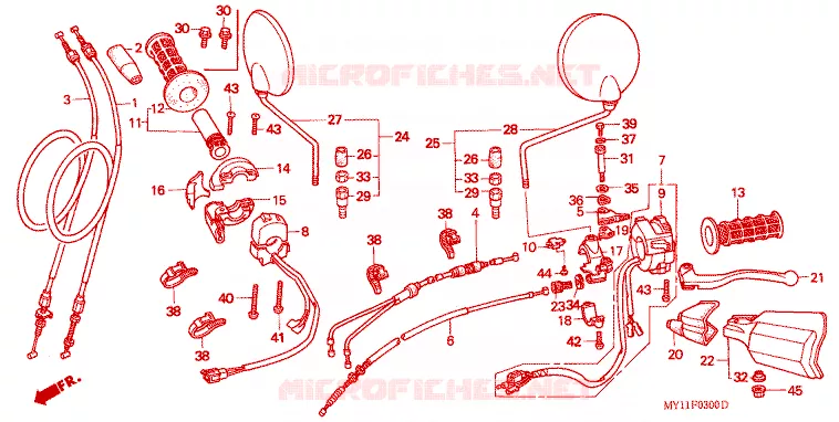 LEVIER DE GUIDON - CABLE - COMMODO Honda MOTO 750 AFRICA-TWIN 2000  XRV750Y_II