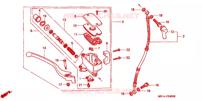 MAITRE CYLINDRE DE FREIN AVANT Honda MOTO 600 SHADOW 1994  VT600CDR