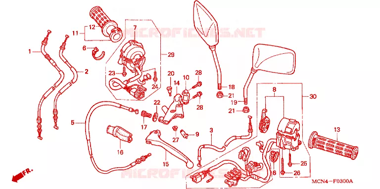 COMMODOS - POIGNEES Honda MOTO 750 CB 2001  CB7501