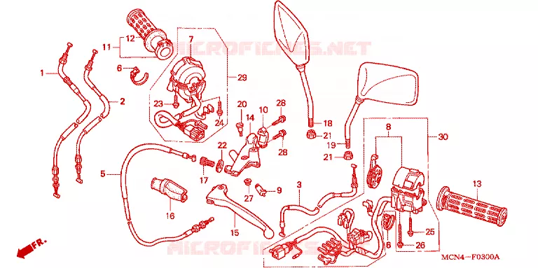 COMMODOS - POIGNEES Honda MOTO 750 CB 2001  CB7501