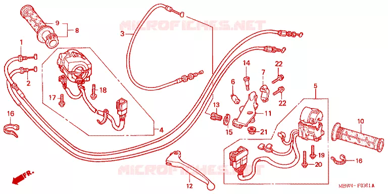 LEVIER DE GUIDON - CABLE - COMMODO Honda MOTO 600 CBR 2006  CBR600F46