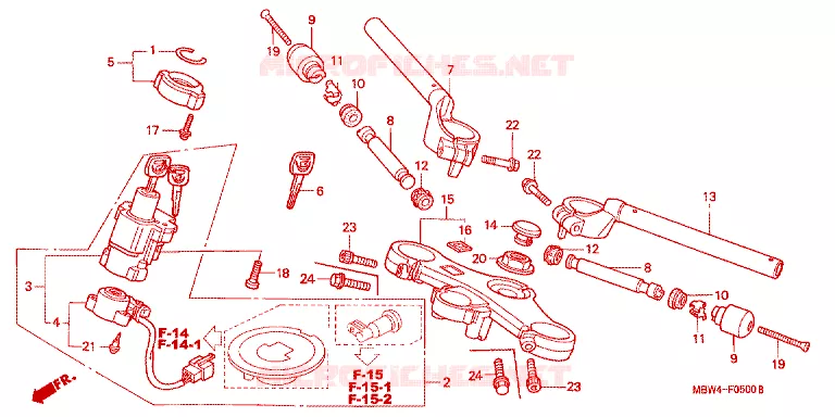 GUIDON - TE DE FOURCHE Honda MOTO 600 CBR 2000  CBR600F4Y