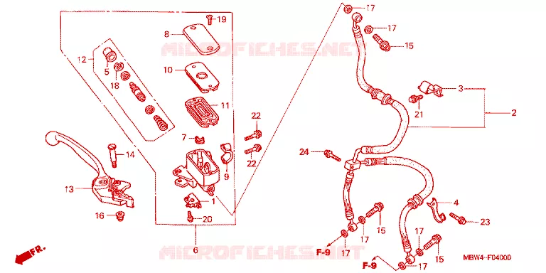 MAITRE CYLINDRE DE FREIN AVANT Honda MOTO 600 CBR 2000  CBR600F4Y