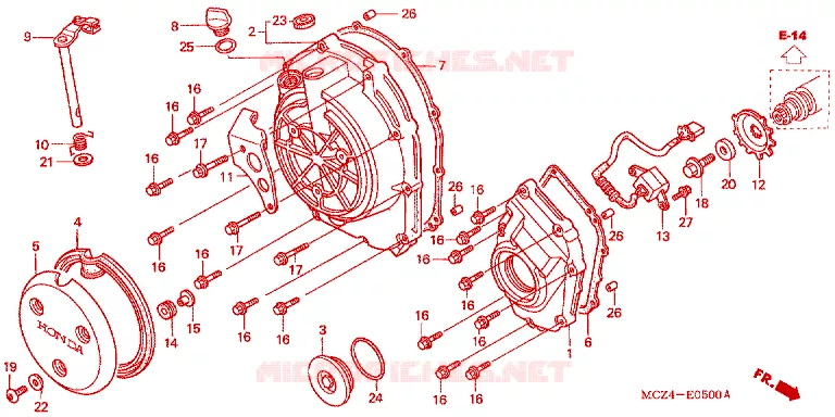 CARTER MOTEUR DROIT Honda MOTO 900 HORNET 2004  CB900F4