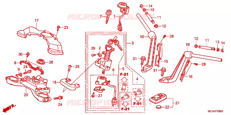 GUIDON - TE DE FOURCHE Honda MOTO 1800 GOLD-WING 2015  GL1800F