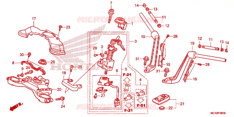 GUIDON - TE DE FOURCHE Honda MOTO 1800 GOLD-WING 2015  GL1800F