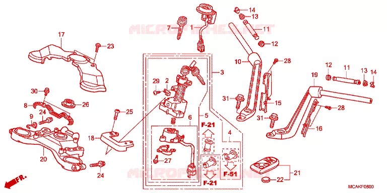 GUIDON - TE DE FOURCHE Honda MOTO 1800 GOLD-WING 2015  GL1800F