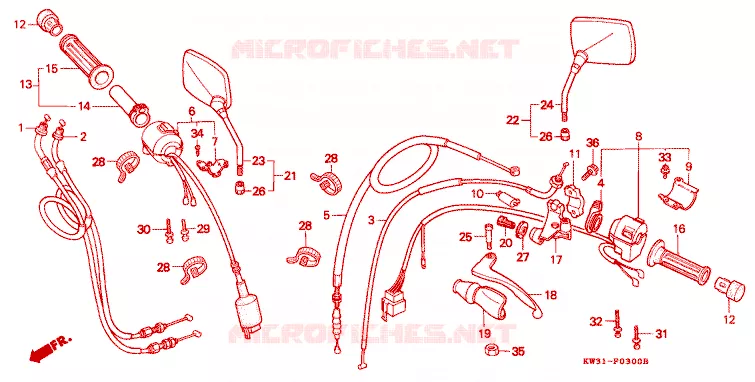 LEVIER DE GUIDON - CABLE - COMMODO Honda MOTO 250 NX 1991  NX250K_J