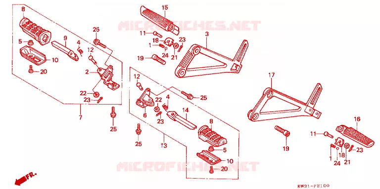 REPOSE PIED Honda MOTO 250 NX 1990  NX250K_J