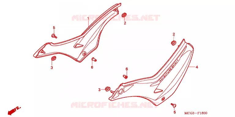 COUVERCLES LATERAUX Honda MOTO 400 NX 2004  NX4004