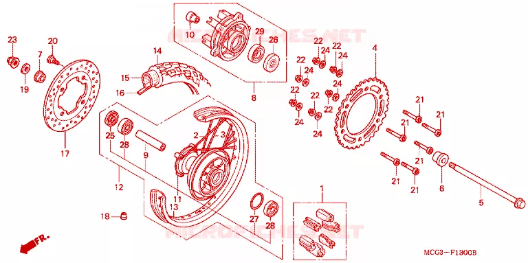 ROUE ARRIERE Honda MOTO 400 NX 2000  NX400Y