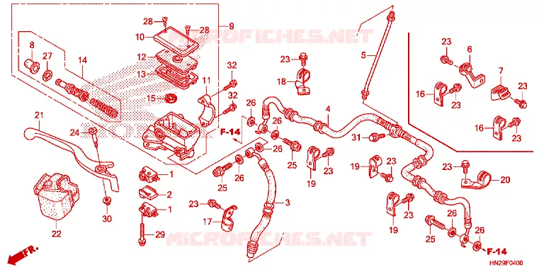 MAITRE CYLINDRE DE FREIN AVANT Honda ATV 500 FOURTRAX 2012  TRX500FAC