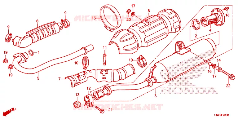 SILENCIEUX D'ECHAPPEMENT Honda ATV 500 FOURTRAX 2012  TRX500FAC