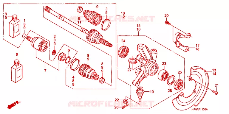 ARBRE DE ROUE  Honda ATV 500 FOURTRAX 2008  TRX500FE8