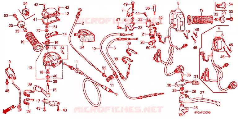LEVIER DE GUIDON - CABLE - COMMODO Honda ATV 500 FOURTRAX 2008  TRX500FE8