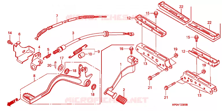 REPOSE PIED - PEDALE Honda ATV 500 FOURTRAX 2008  TRX500FE8