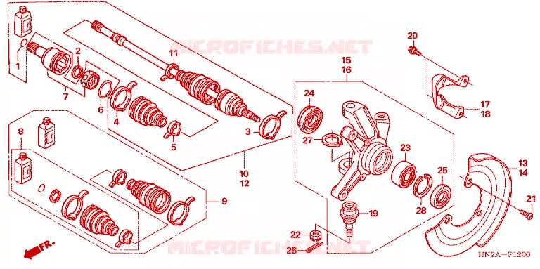 ARBRE DE ROUE  Honda ATV 500 FOURTRAX 2006  TRX500FGA6