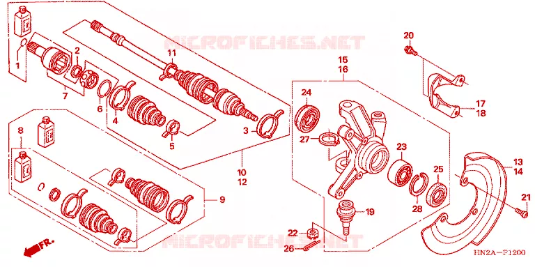 ARBRE DE ROUE  Honda ATV 500 FOURTRAX 2006  TRX500FGA6