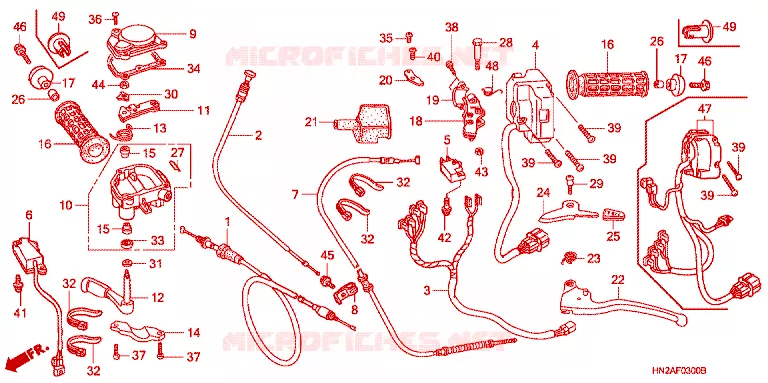 LEVIER DE GUIDON - CABLE - COMMODO Honda ATV 500 FOURTRAX 2006  TRX500FGA6