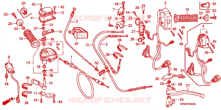 LEVIER DE GUIDON - CABLE - COMMODO Honda ATV 500 FOURTRAX 2008  TRX500FM8