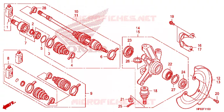 ARBRE DE ROUE  Honda ATV 500 FOURTRAX 2011  TRX500FMB
