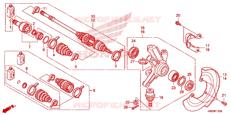 ARBRE DE ROUE  Honda ATV 500 FOURTRAX 2012  TRX500FPAC
