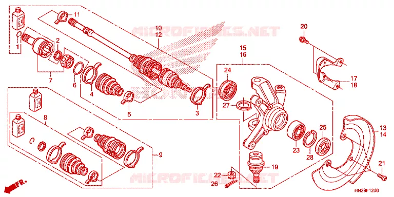 ARBRE DE ROUE  Honda ATV 500 FOURTRAX 2012  TRX500FPAC