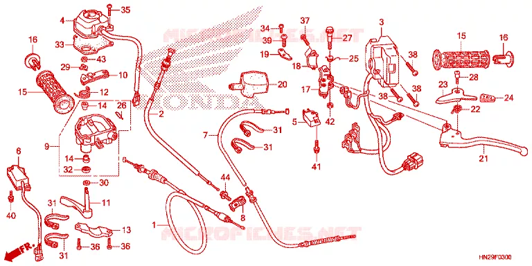 LEVIER DE GUIDON - CABLE - COMMODO Honda ATV 500 FOURTRAX 2014  TRX500FPAE