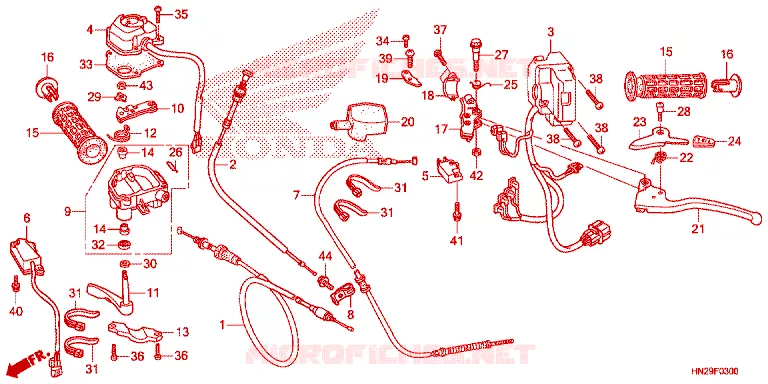 LEVIER DE GUIDON - CABLE - COMMODO Honda ATV 500 FOURTRAX 2014  TRX500FPAE