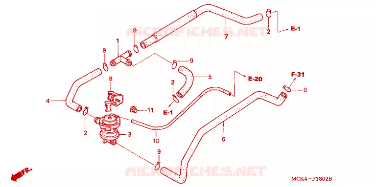 COMMANDE INJECTION D'AIR SOUPAPE Honda MOTO 1100 SHADOW 2004  VT1100C24