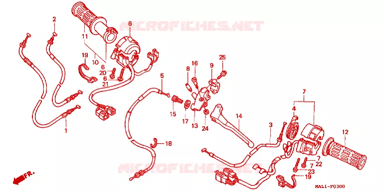 LEVIER DE GUIDON - CABLE - COMMODO Honda MOTO 600 CBR 1998  CBR600FV