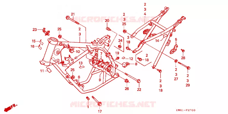 CADRE Honda MOTO 80 CRM 1990  CRM80L