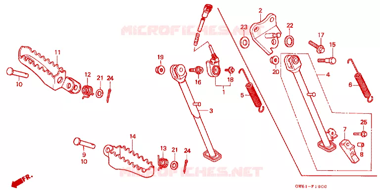 REPOSE PIED - BEQUILLE Honda MOTO 80 CRM 1991  CRM80L