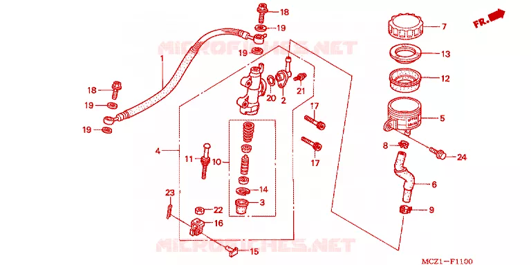 MAITRE-CYLINDRE DE FREIN ARRIERE Honda MOTO 900 HORNET 2002  CB900F1
