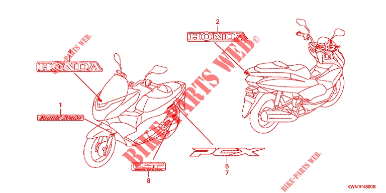 MARQUE/EMBLEME (WW125EX2A,C,E) pour Honda PCX 125 de 2014