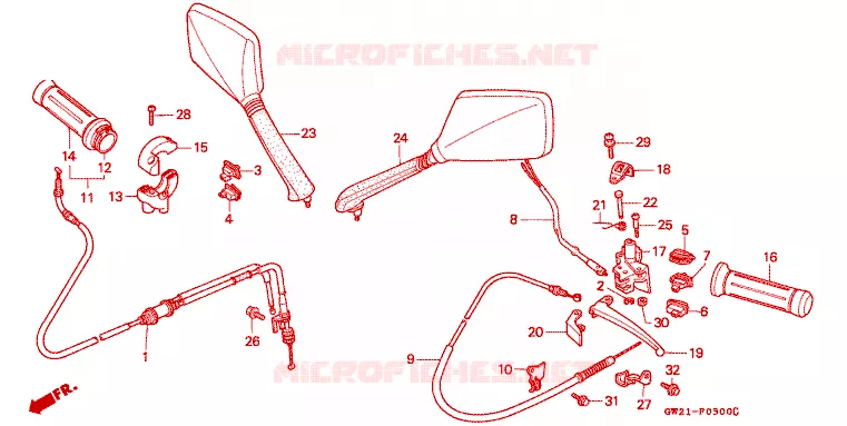 LEVIER DE GUIDON - CABLE - COMMODO Honda SCOOTER 90 LEAD 1992  NH90MN