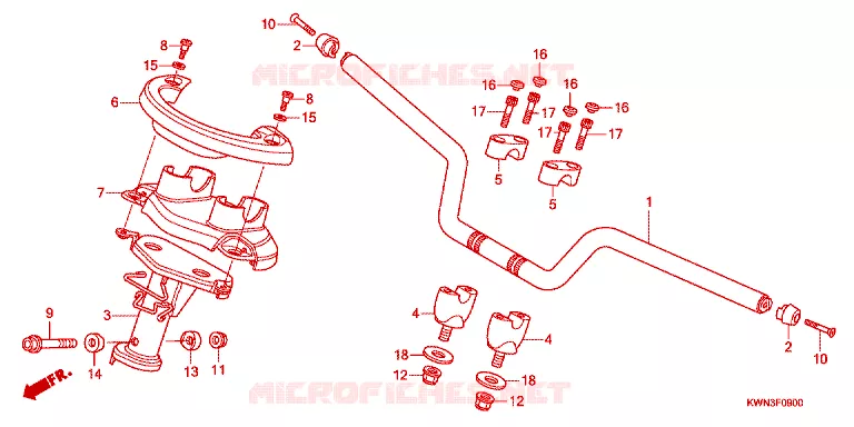 GUIDON - CARENAGE Honda SCOOTER 125 PCX 2011  WW125EX2A