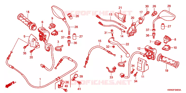 LEVIER DE GUIDON - CABLE - COMMODO Honda SCOOTER 125 PCX 2010  WW125EX2A