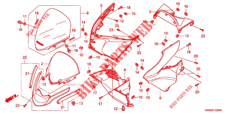 CARENAGE AVANT pour Honda PCX 125 de 2014
