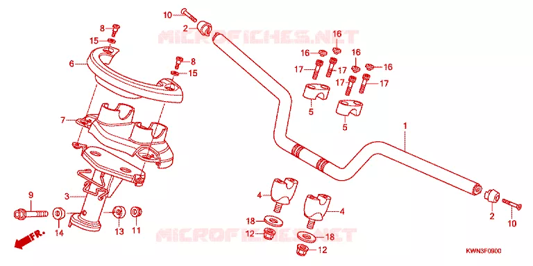 GUIDON - CARENAGE Honda SCOOTER 125 PCX 2011  WW125EX2A