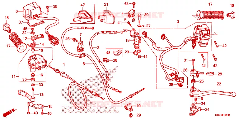 LEVIER DE GUIDON - CABLE - COMMODO Honda ATV 520 FOURTRAX 2021  TRX520FM1M