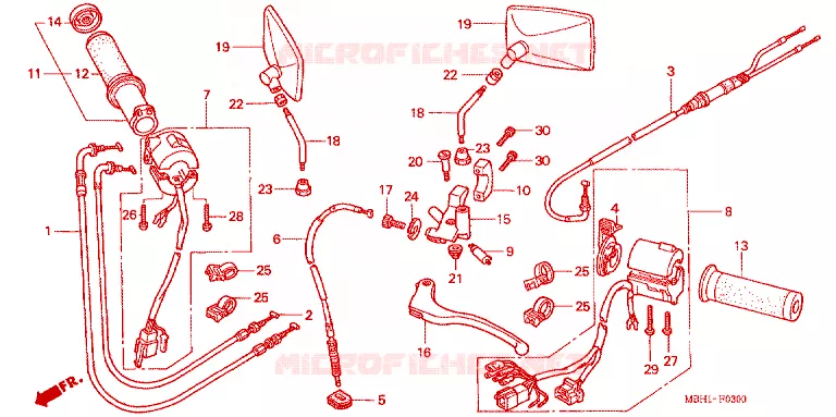 LEVIER DE GUIDON - CABLE - COMMODO Honda MOTO 1100 SHADOW 1998  VT1100C3W