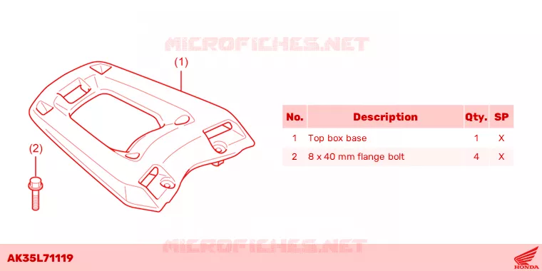 PLATINE TOP CASE Honda SCOOTER 125 PCX 2021  WW125AM