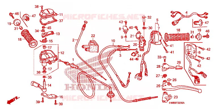 LEVIER DE GUIDON - CABLE - COMMODO Honda ATV 250 FOURTRAX 2007  TRX250TM7