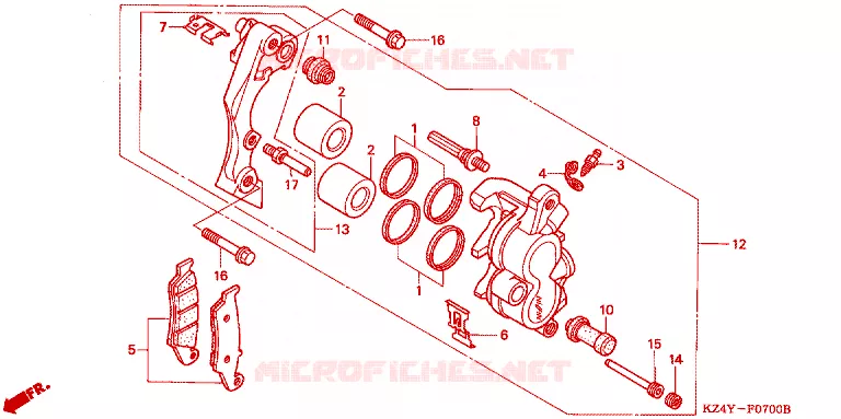 ETRIER DE FREIN AVANT Honda MOTO 125 CR 2000  CR125RY